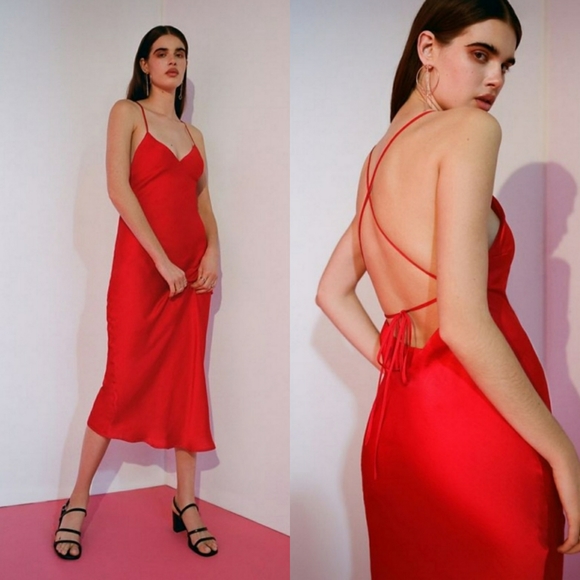 Urban Outfitters Dresses & Skirts - Urban Outfitters Backless Midi Slip Red Dress